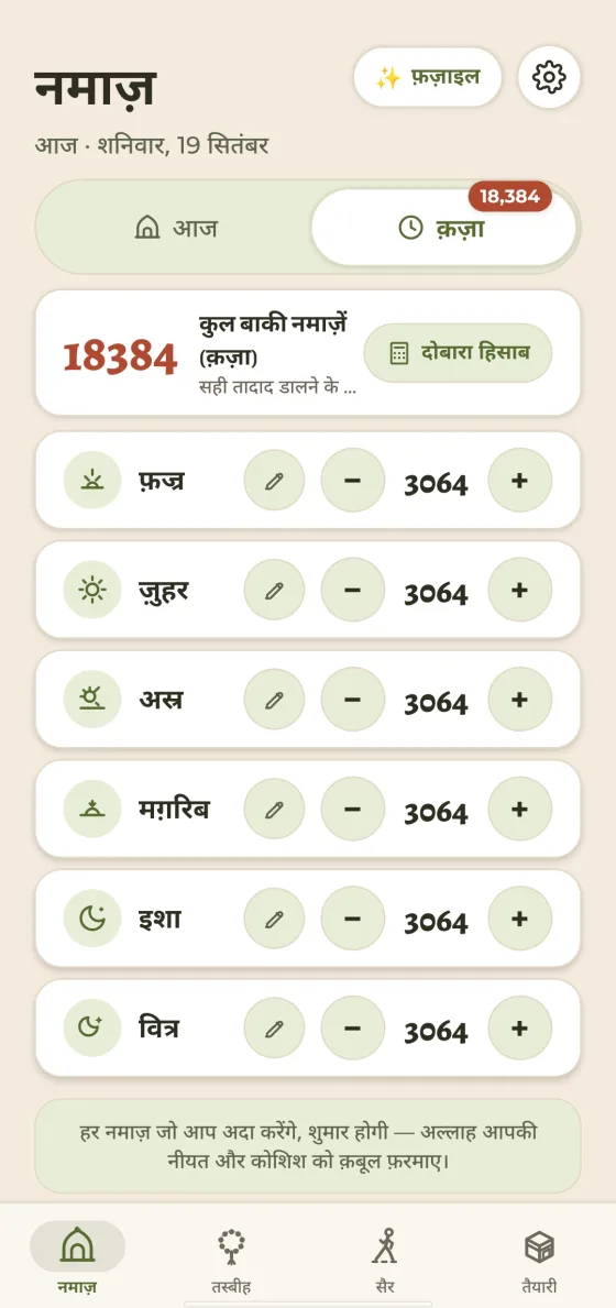 Daily prayer tracker
